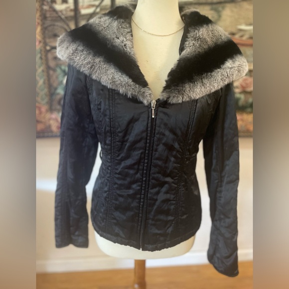 Cache Vintage Y2K women rabbit fur soft Moto jacket. Size 6 Excellent condition - Picture 2 of 8